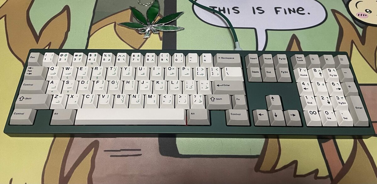A keyboard on a deskmat