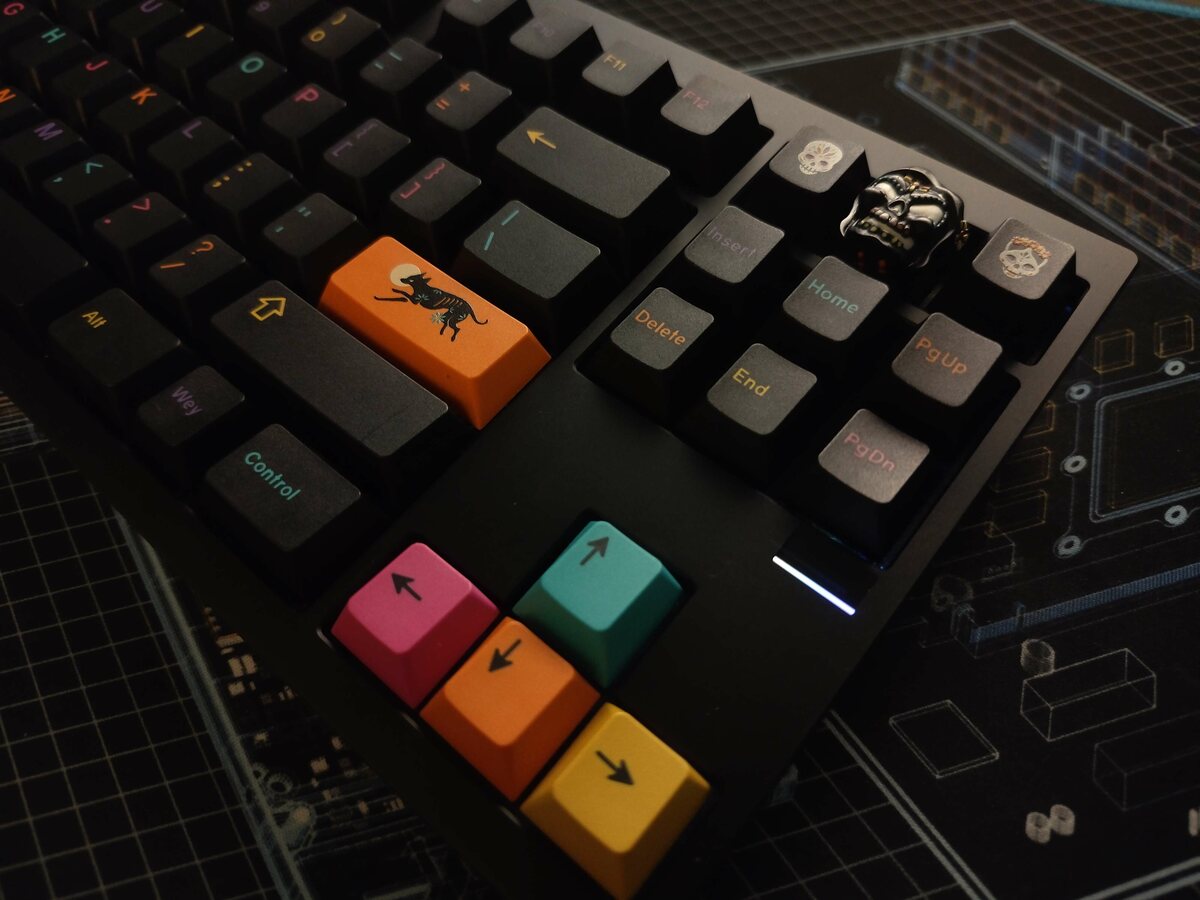 Novelty keycaps on a finished board